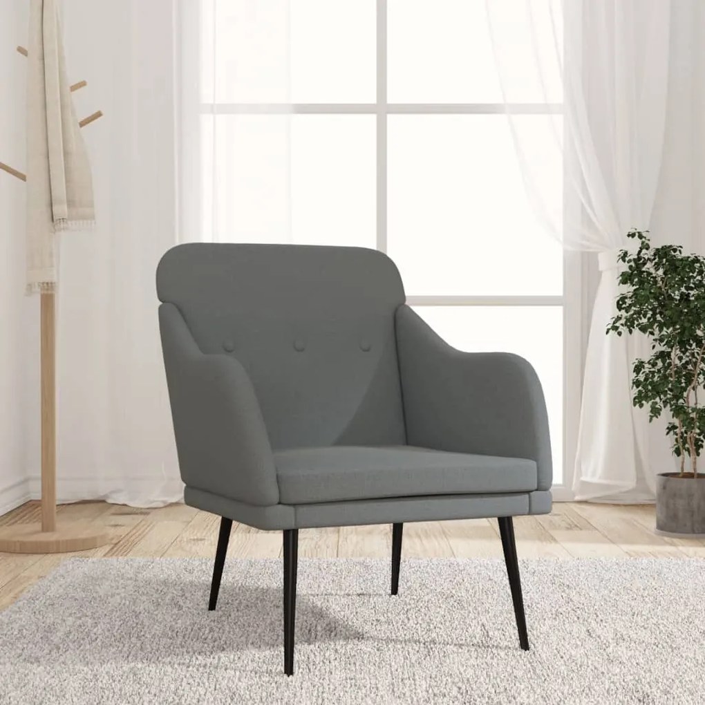 351475 vidaXL Cadeira com apoio de braços 63x76x80 cm tecido cinzento-escuro
