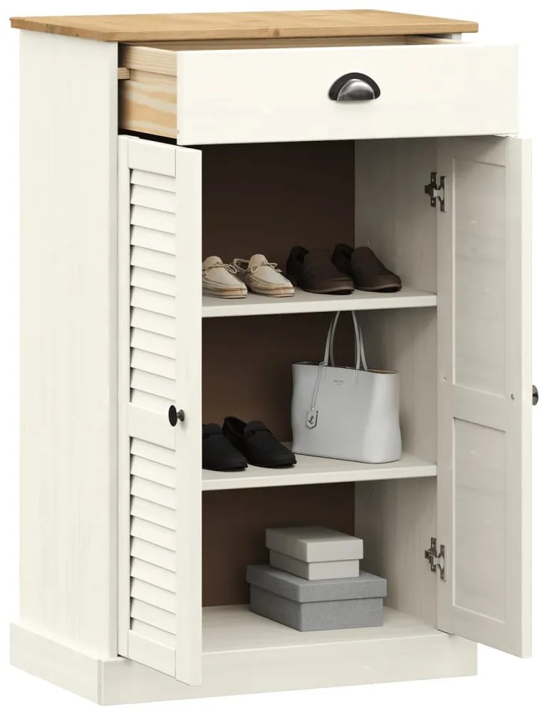 Sapateira VIGO 60x35x96 cm madeira de pinho maciça branco