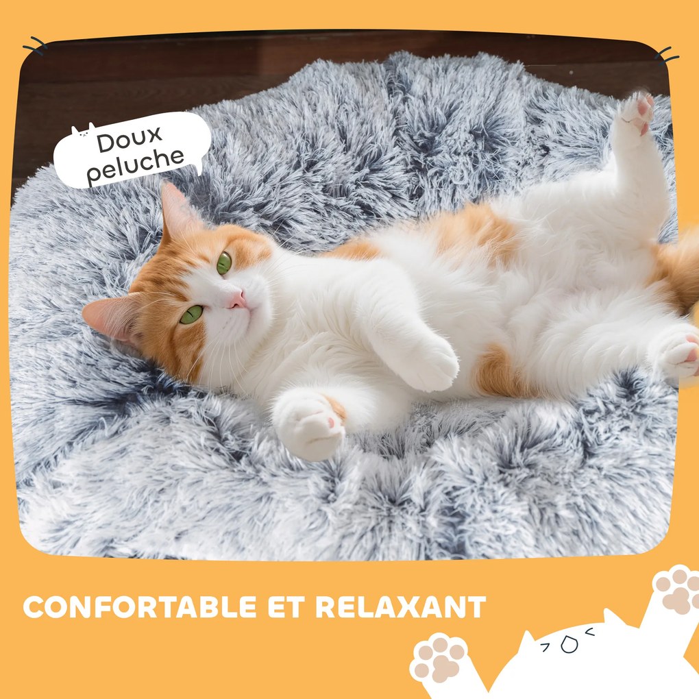 Túnel para gatos 90 x 80 x 27 cm de interior com cama para gatos em forma de donut, almofada circular lavável, cinzento claro