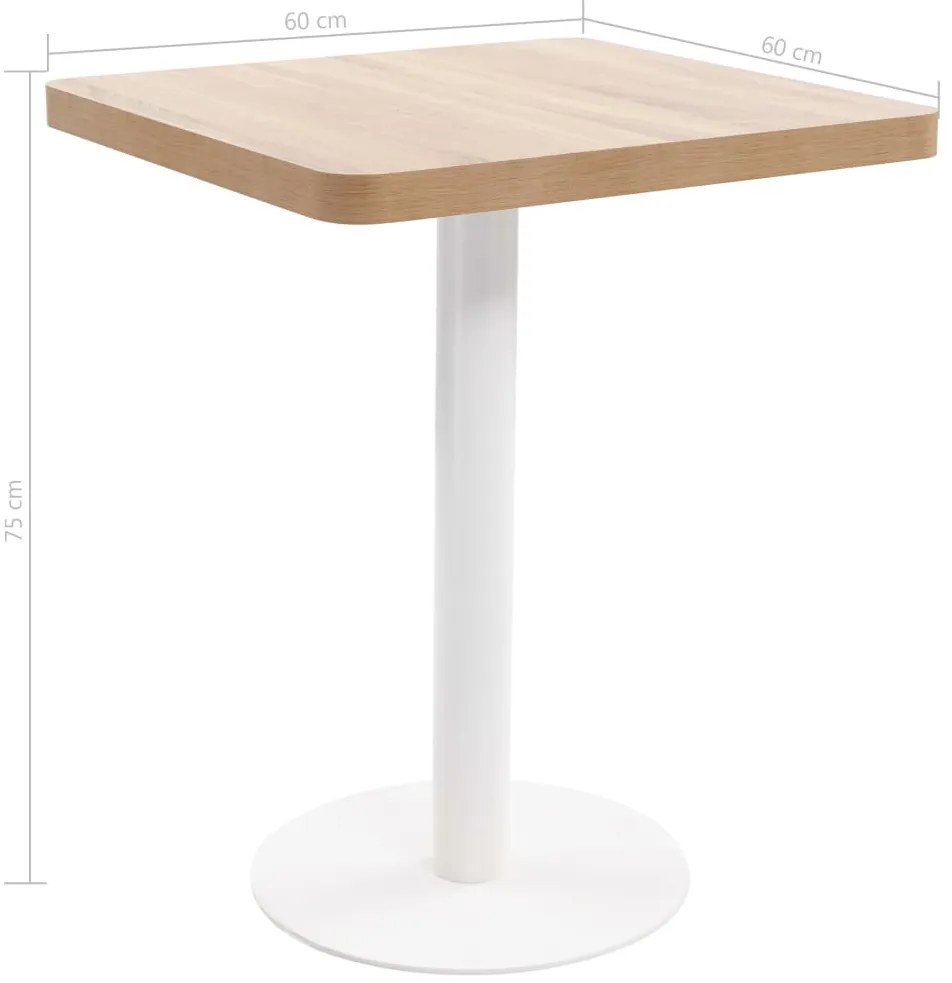 Mesa bistrô 60x60 cm MDF castanho-claro