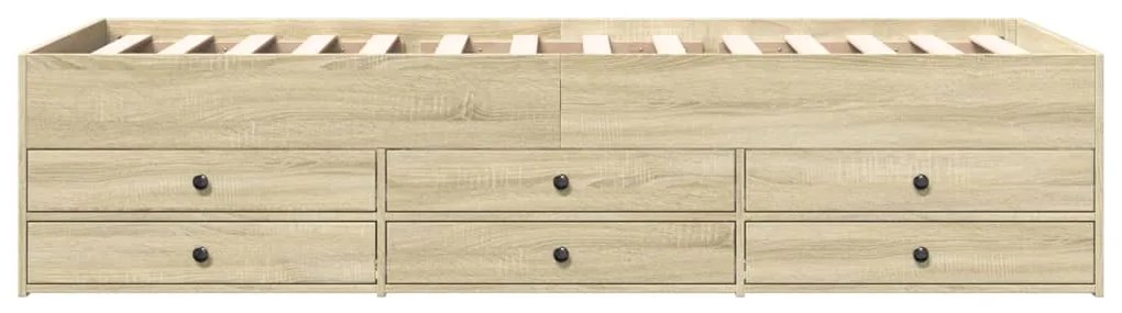 Sofá-cama com gavetas sem colchão 90x190 cm carvalho sonoma