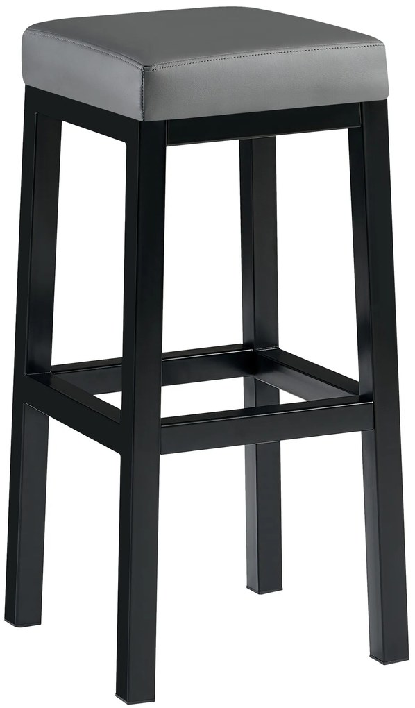 Banco de bar Taylor em couro sintético com estrutura preta 83 x 37 x 37 cm Cinzento