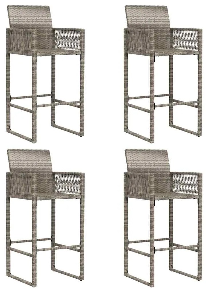 5 pcs conj. bar jardim sem almofadões vime PE/acácia cinzento