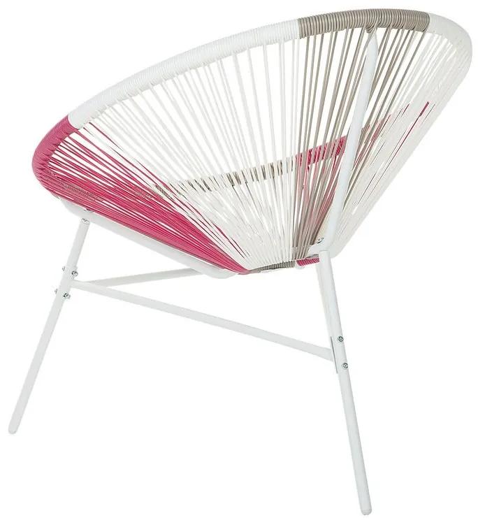 Cadeira de jardim em rattan branco e rosa ACAPULCO Beliani