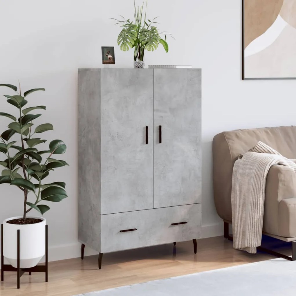 828256 vidaXL Aparador alto 69,5x31x115 cm derivados de madeira cinza-cimento