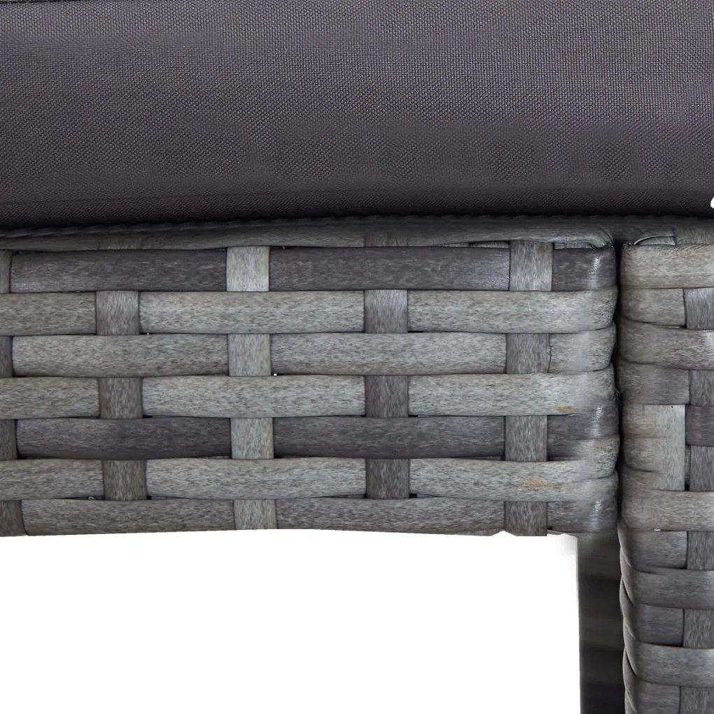 7 pcs conjunto bar para jardim c/ almofadões vime PE cinzento