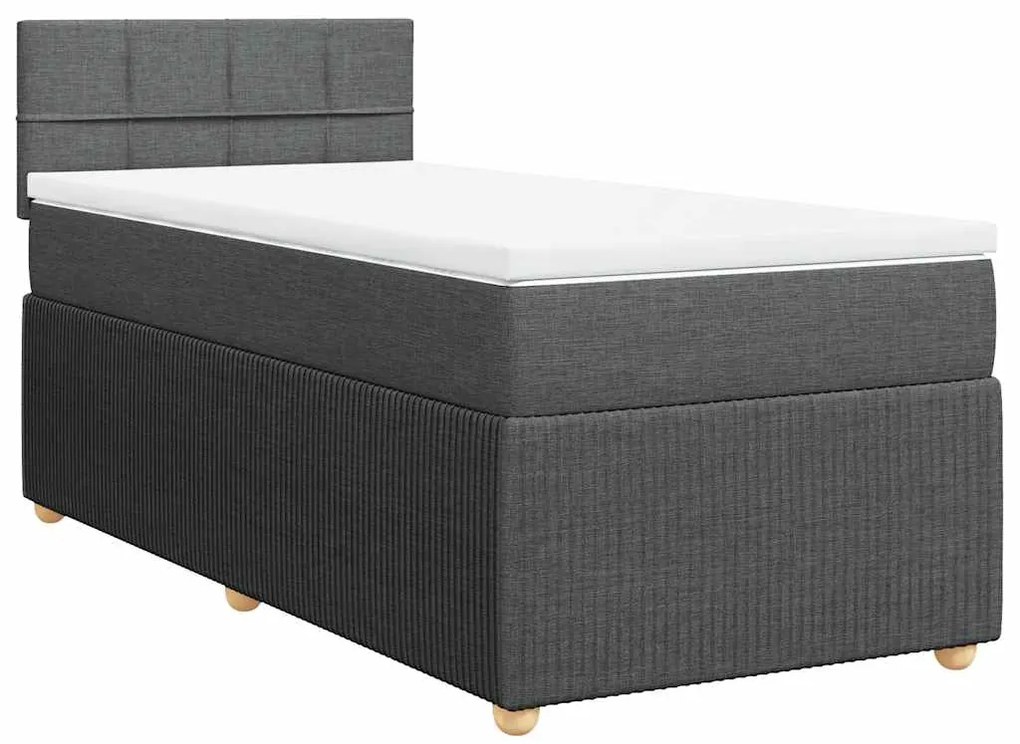Cama com molas/colchão 90x200 cm tecido cinzento-escuro