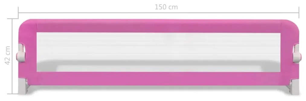 Barra de segurança para cama de criança 2 pcs 150x42 cm rosa