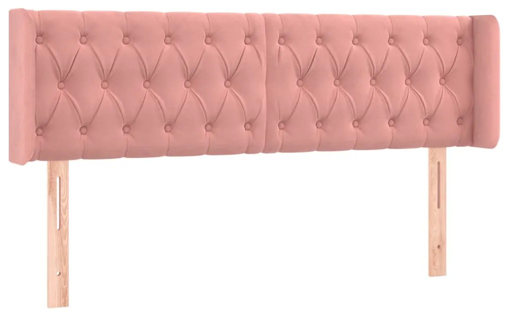 Cabeceira de cama c/ luzes LED veludo 147x16x78/88 cm rosa