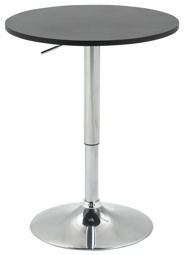 HOMCOM Mesa de bar ajustável em altura com base redonda e antideslizante para cozinha sala de jantar Ø60x69-93 cm Preto