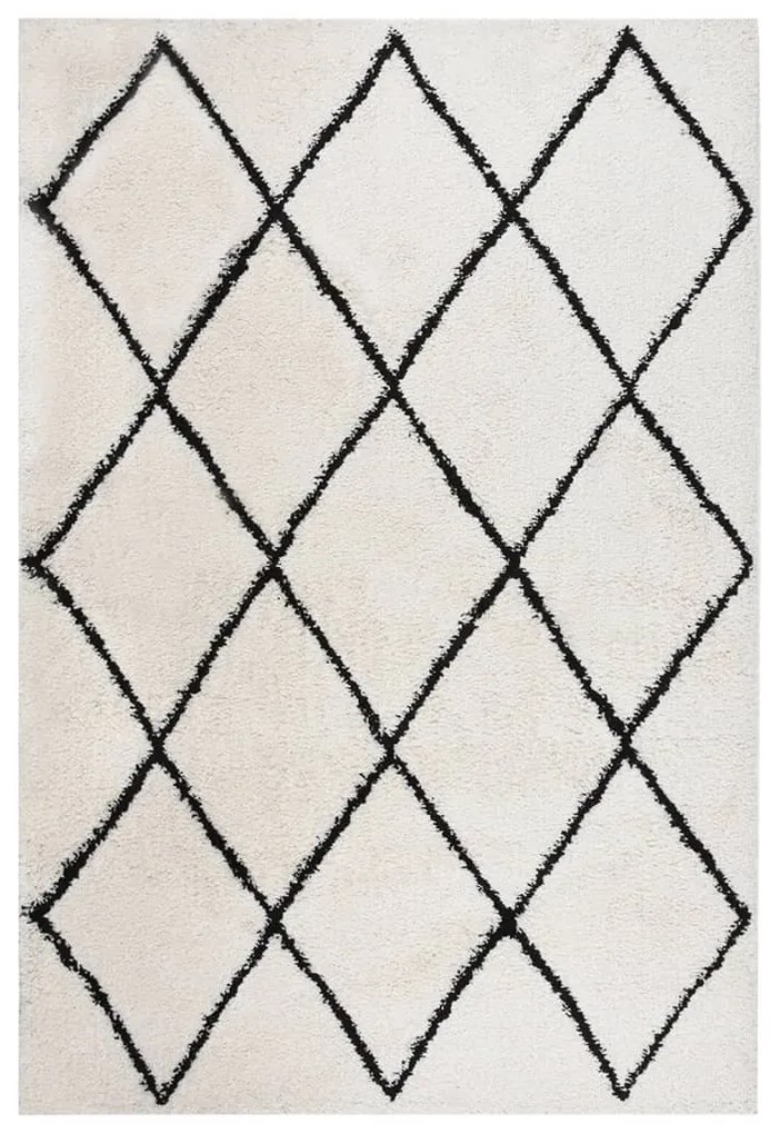 342149 vidaXL Tapete shaggy de pelo alto 160x230 cm preto/cor creme