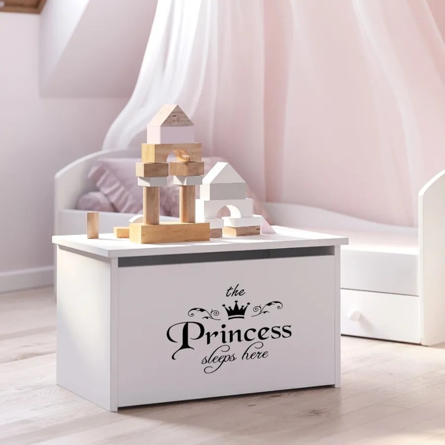 Caixa de brinquedos branca Daria - ilustração princesa