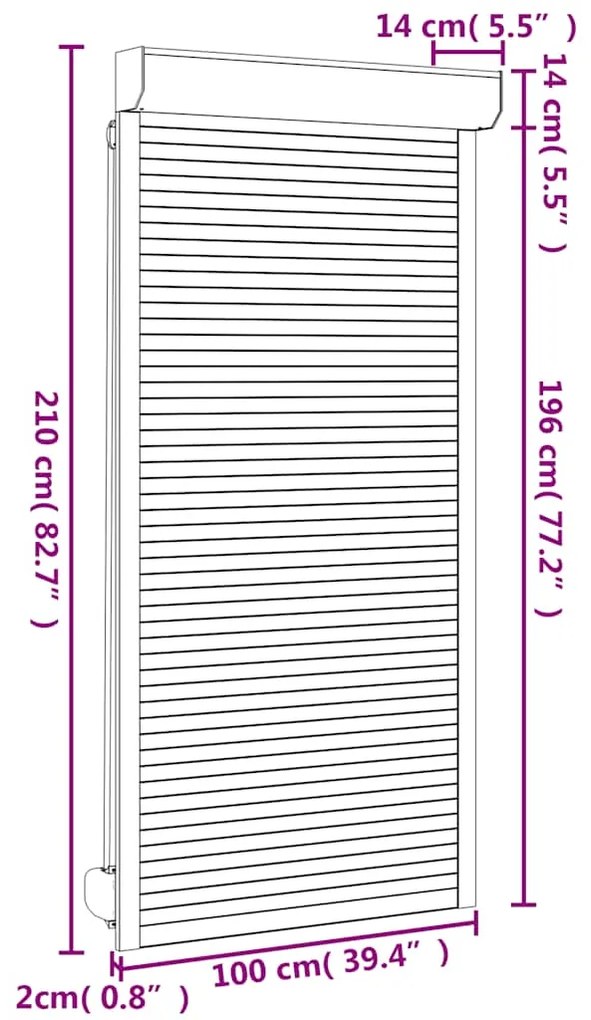 Persiana de enrolar em alumínio 100x210 cm branco