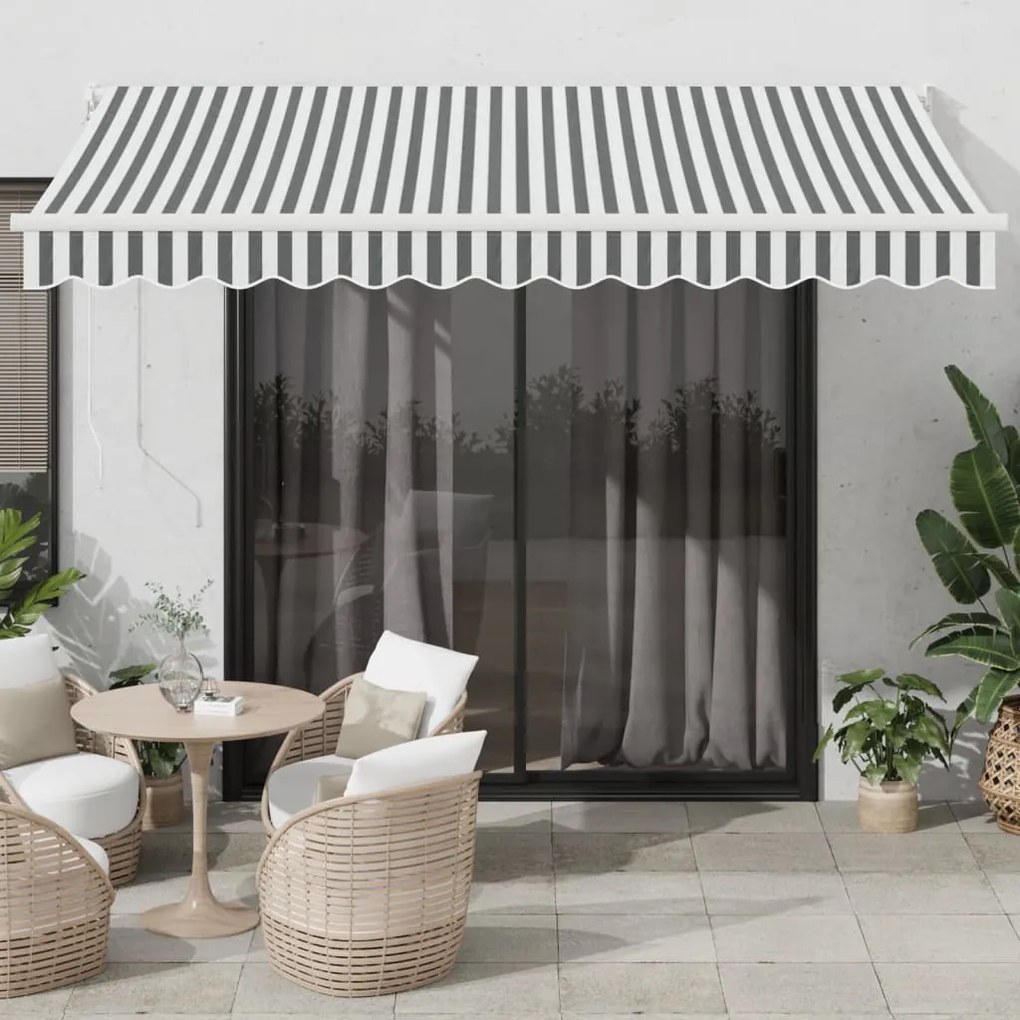 vidaXL Toldo retrátil 3,5x2,5 m tecido e alumínio antracite e branco