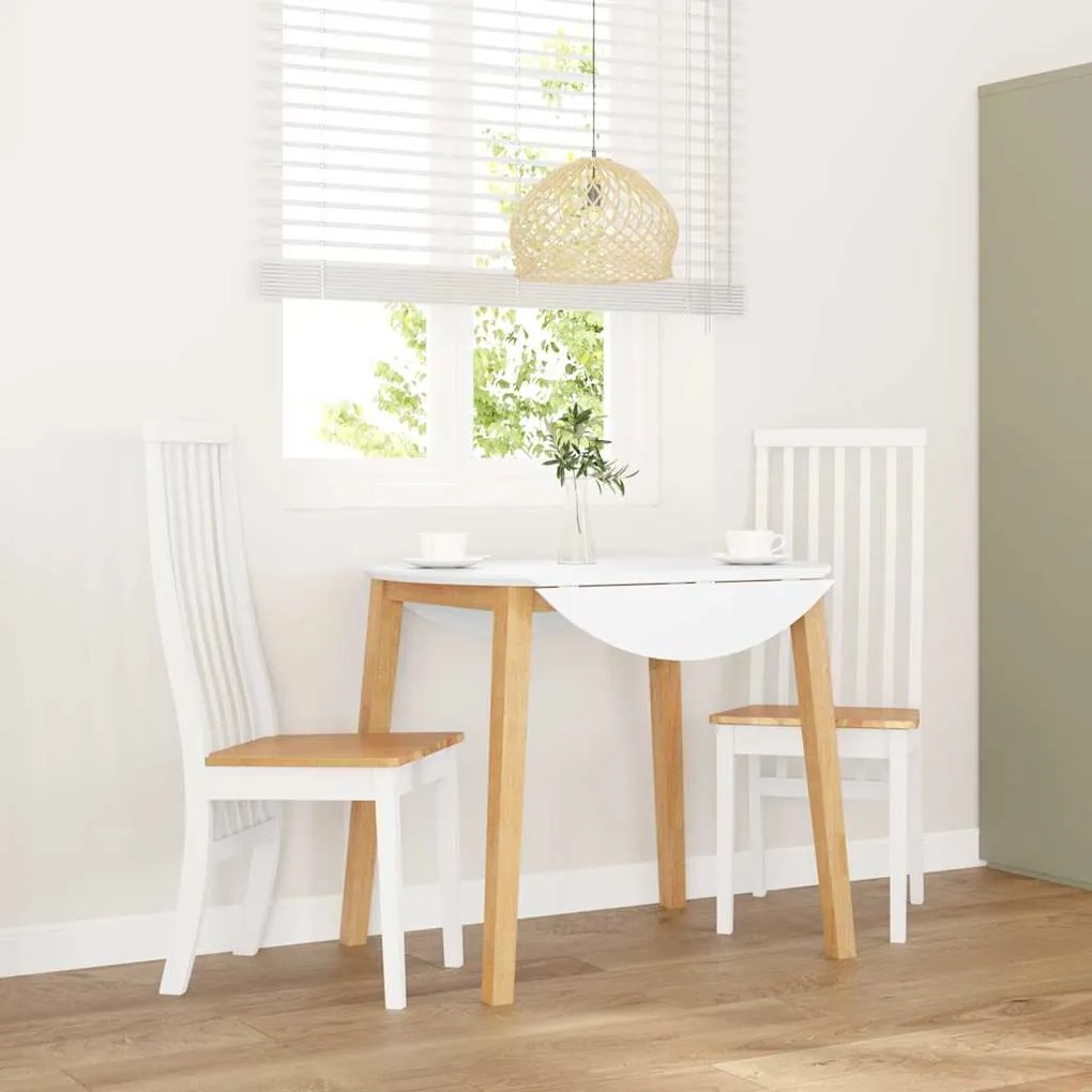 vidaXL Cadeiras de jantar 2 pcs madeira de seringueira maciça branco