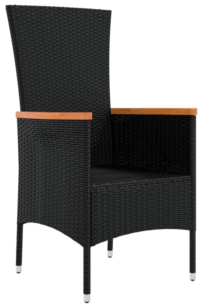 Cadeiras de jardim com almofadões 4 pcs vime PE preto
