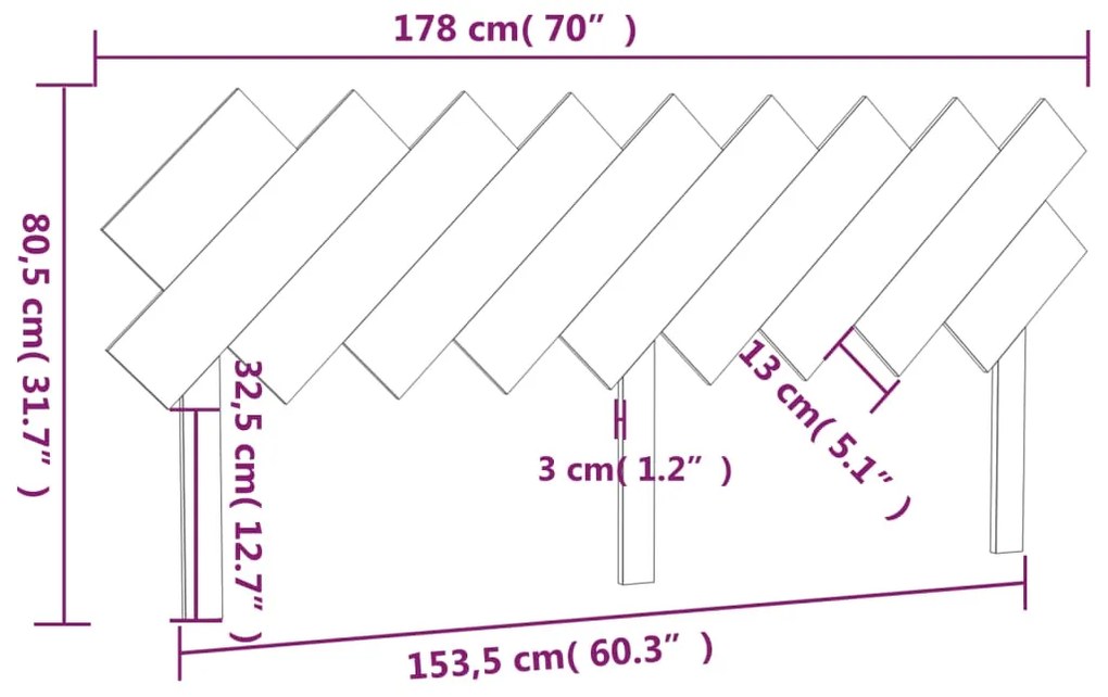 Cabeceira de cama 178x3x80,5 cm pinho maciço branco