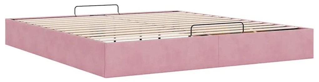 Estrutura de cama otomana sem colchão 180x200 cm veludo rosa