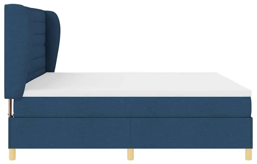 Cama Box Spring vidaXL com Colchão Azul 200x200 cm em Tecido