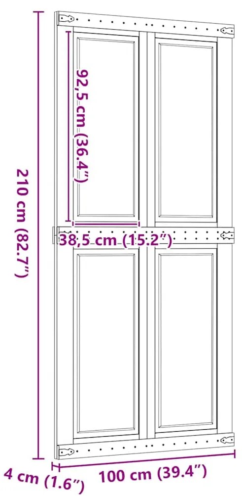 Porta de celeiro CORONA 100x210 cm pinho madeira maciça