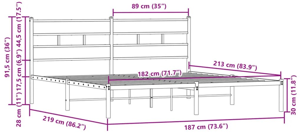 Cama sem colchão com cabeceira 183x213 cm carvalho castanho