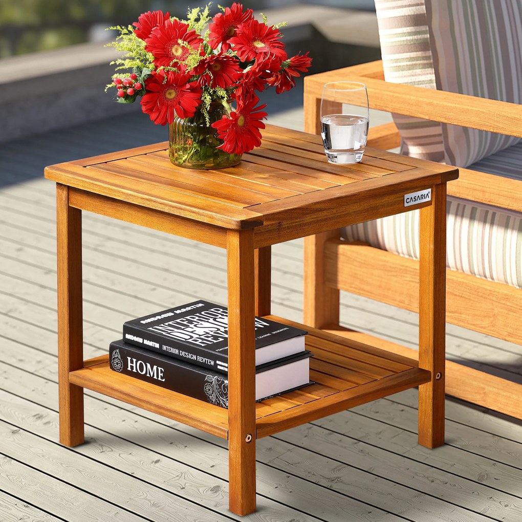 Mesa Jardim auxiliar Washington em madeira de acácia 45x45x45cm Castanha