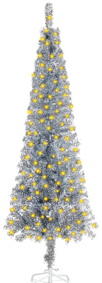 vidaXL Árvore de Natal pré-iluminada fina 150 cm prateado