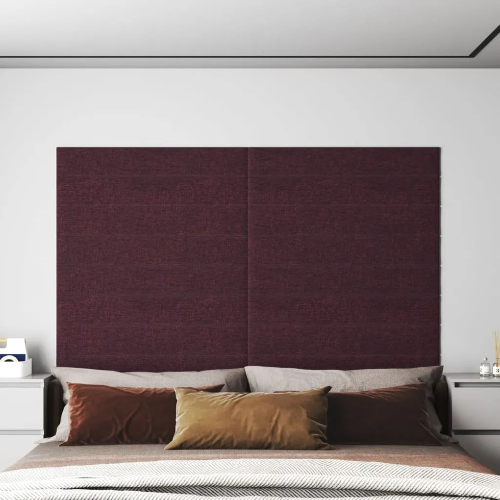 vidaXL Painel de parede 12 pcs 90x15 cm tecido 1,62 m² roxo