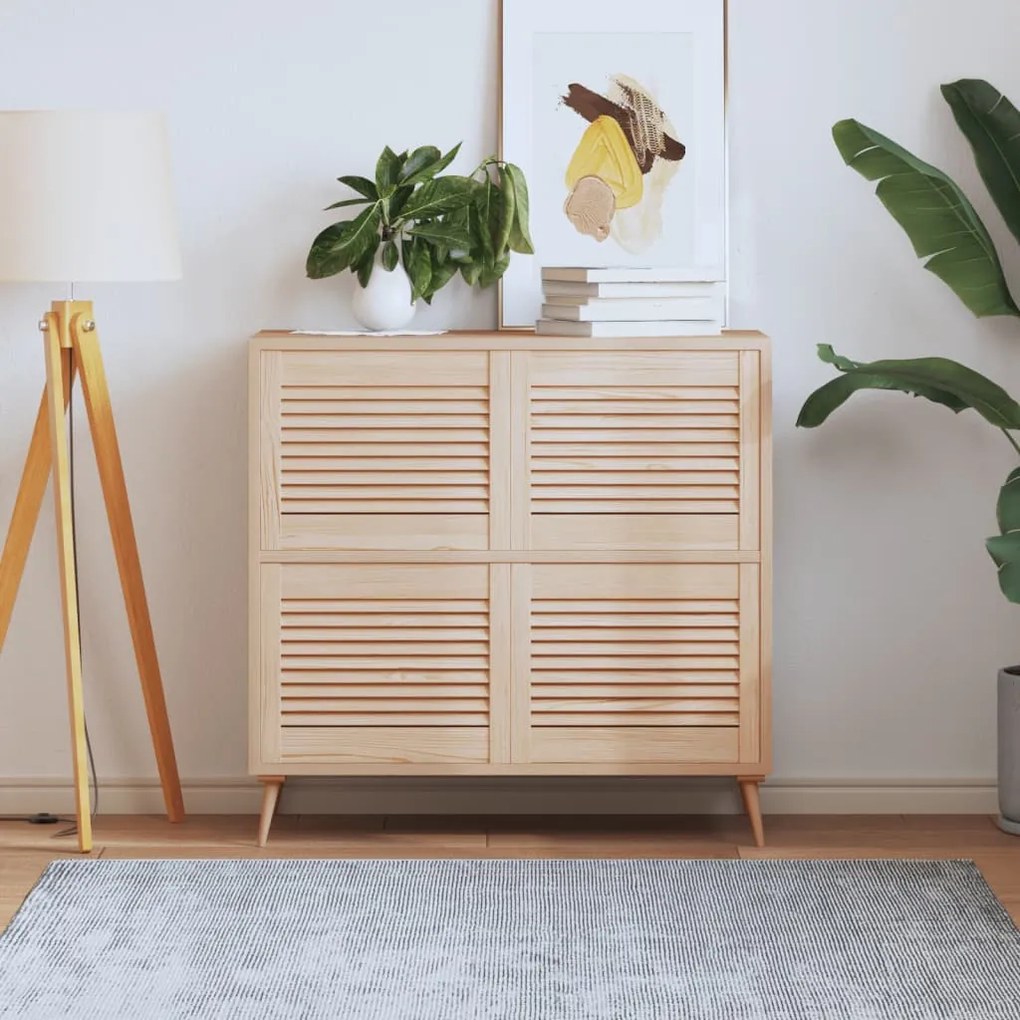 Portas de armário 4 pcs com design de persiana pinho maciço
