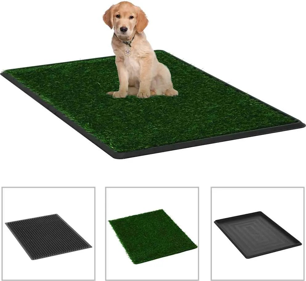 170769 vidaXL WC animais de estimação c/ bandeja e relva artificial 76x51x3cm