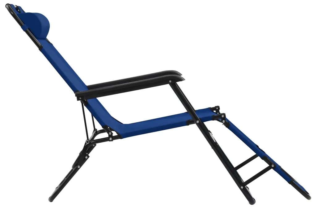 Espreguiçadeiras dobráveis com apoios de pé 2 pcs aço azul