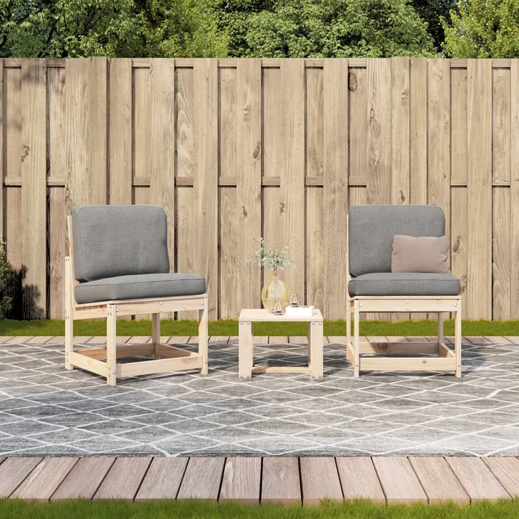Conjunto de Jardim - 2 Poltronas e 1 Mesa - Madeira de Pinho Maciça