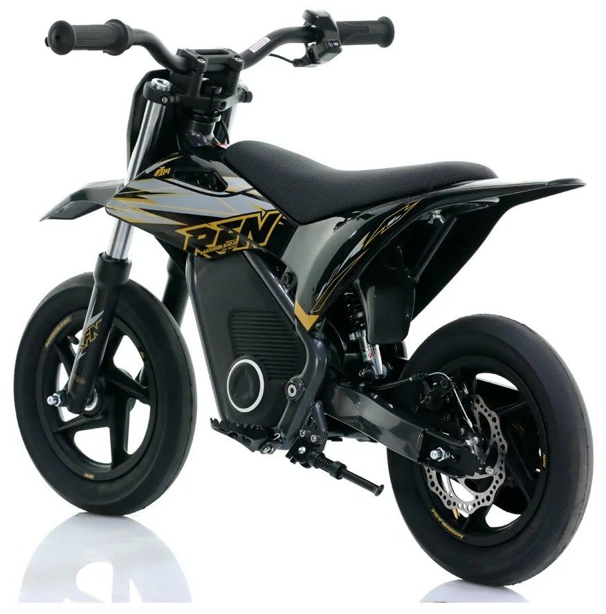 Mini moto elétrica para crianças Minicross electrica RFN Warrior SX-E250 Supermotard 250W 12/12" Até 25Km/hora cm limitador Preto/Dourado