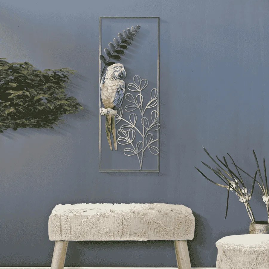 PAINEL DE PAREDE DE FERRO PAPAGAIO 28,6X2,5X74,3 CM MULTICOLORIDO