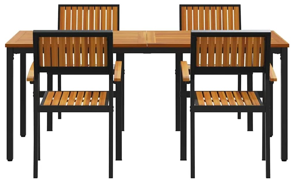 Conjunto de Jantar para Jardim com 5 Peças em Madeira Sólida de Acácia