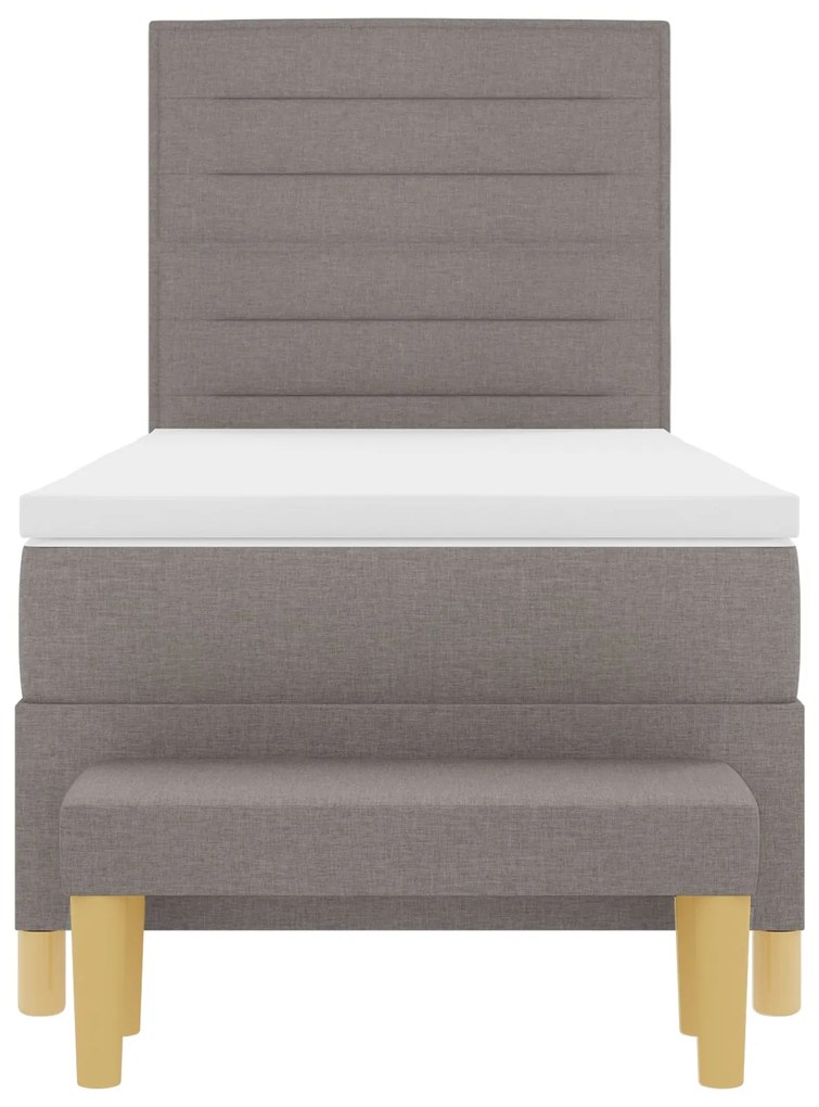 Cama Box com Colchão e Banco Taupe 100x200 cm Tecido