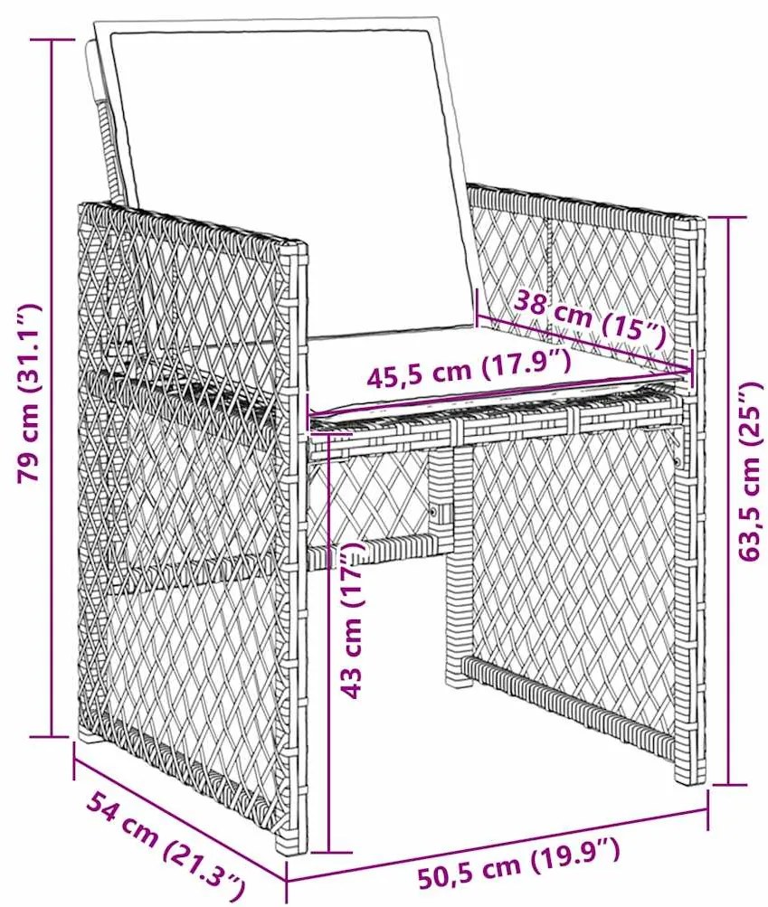 Conjunto de Jantar de Jardim vidaXL 5 Peças com Almofadas Castanho Vim