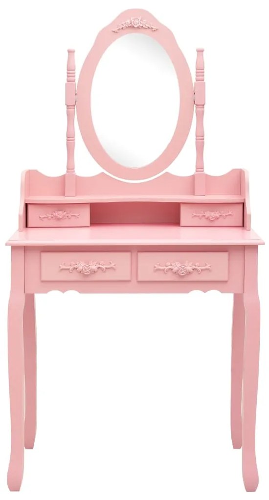Conj. toucador com banco 75x69x140 cm madeira paulownia rosa