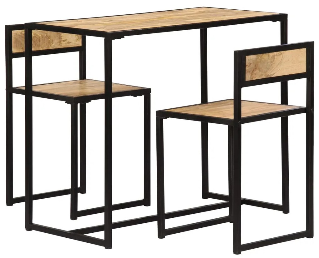 Conjunto de jantar 3 pcs madeira de mangueira maciça