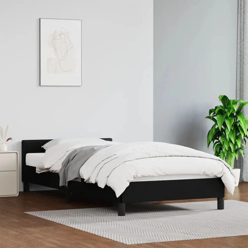 vidaXL Estrutura cama c/ cabeceira sem colchão 100x200 cm preto