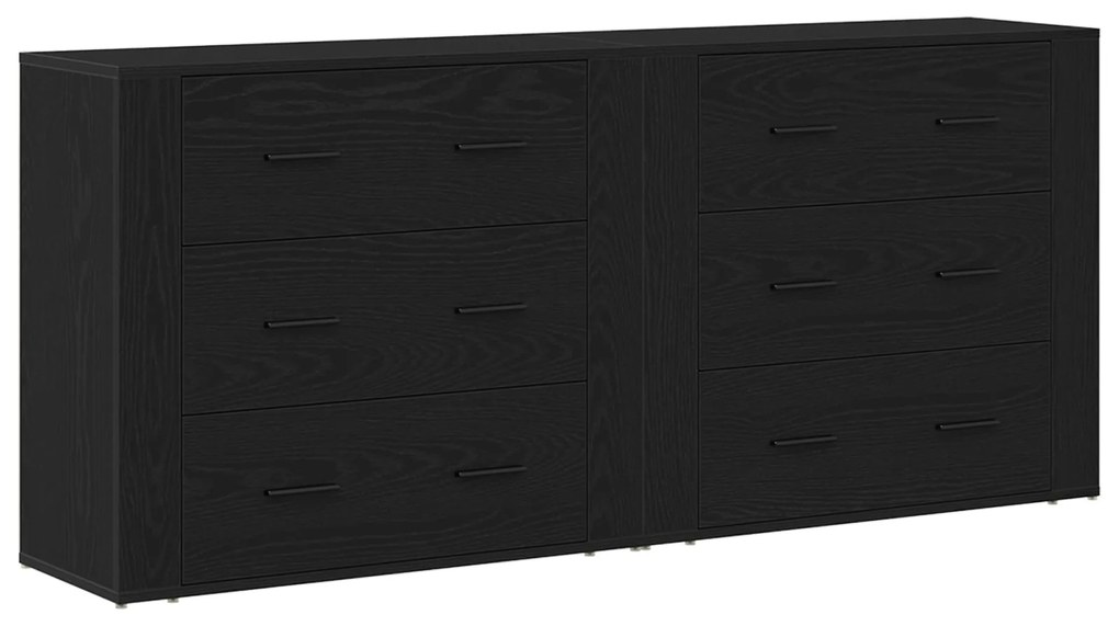Buffets 2 pcs Carvalho Preto Madeira Engenheirada