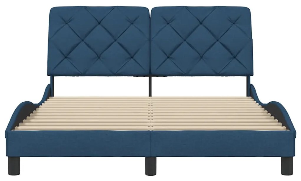 Estrutura de cama sem colchão 140x200 cm tecido azul