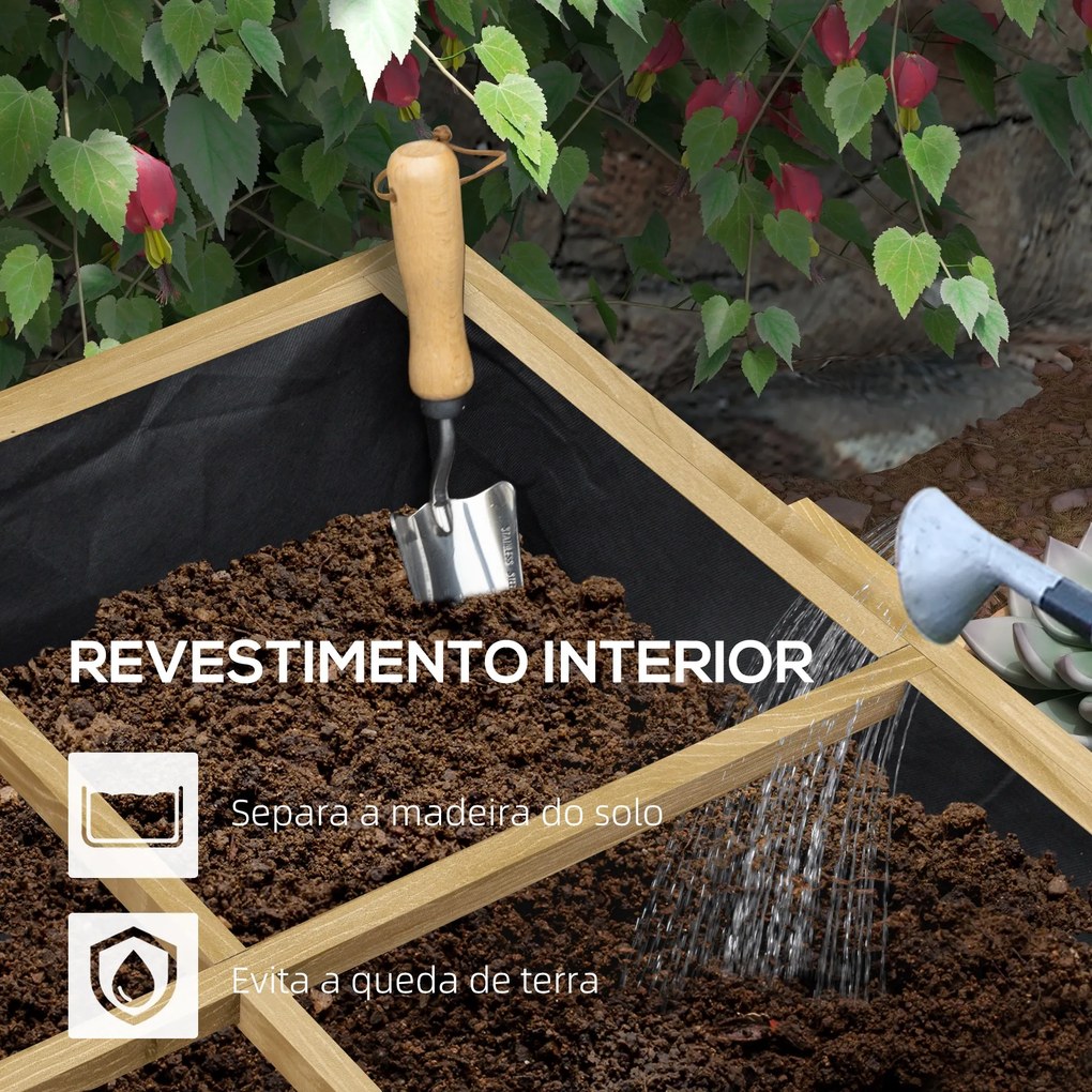 Horta Elevada de Madeira Horta Urbana Mesa de Cultivo 122x91,5x89 cm c