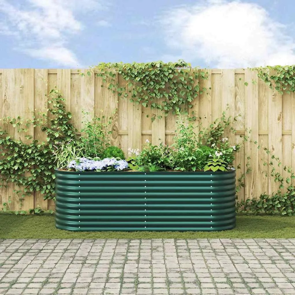 Canteiro Elevado vidaXL Verde 240x80x81 cm Aço Galvanizado