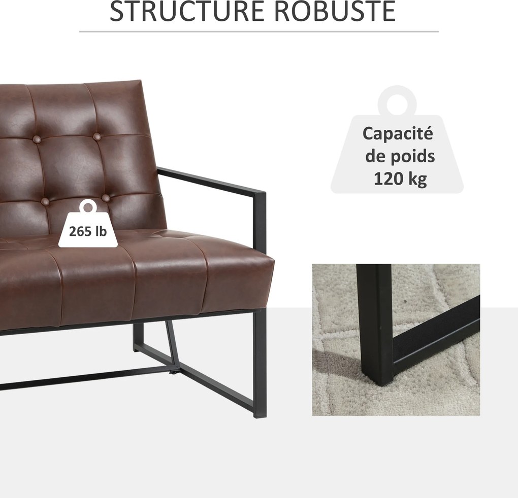 Poltrona relax Assento e encosto estofados Estrutura em metal Preto, revestimento sintético Castanho