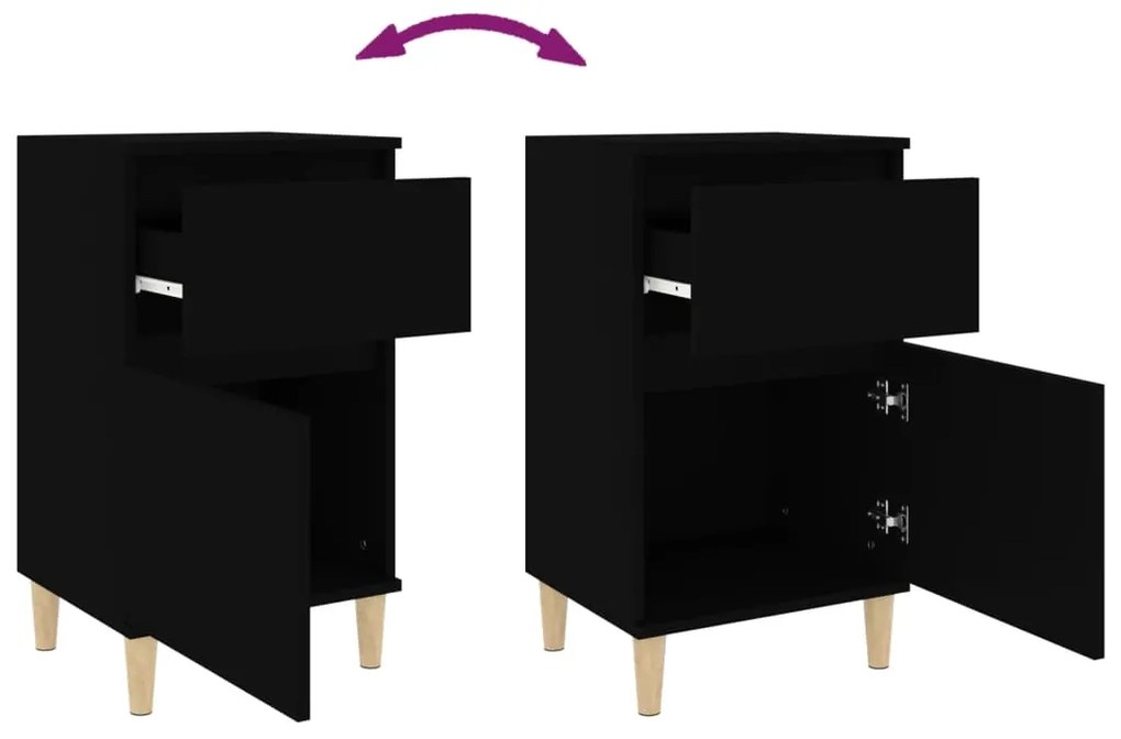 Mesa de cabeceira 40x35x70 cm preto