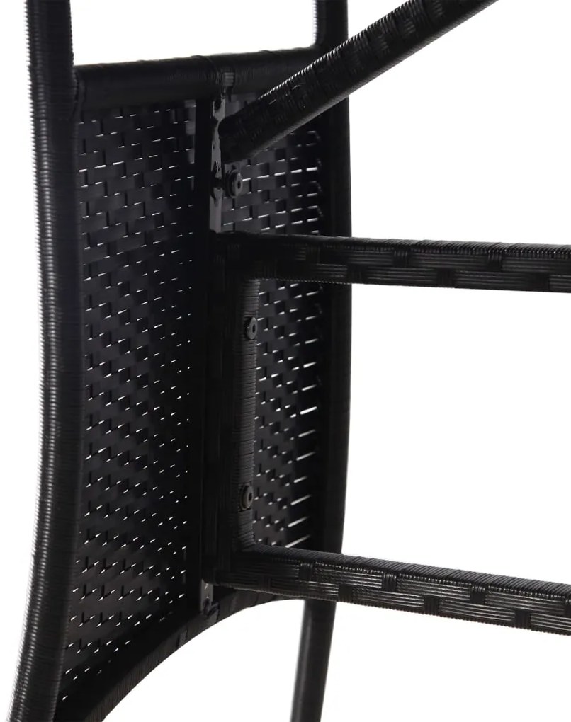 3 pcs conjunto de jantar para jardim vime PE preto