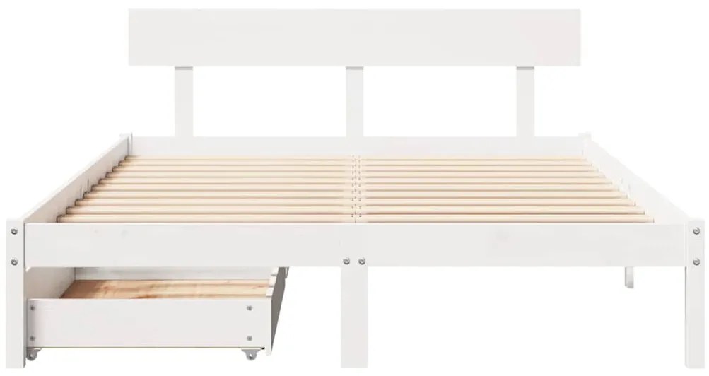 Cama sem colchão 140x200 cm madeira de pinho maciça branco