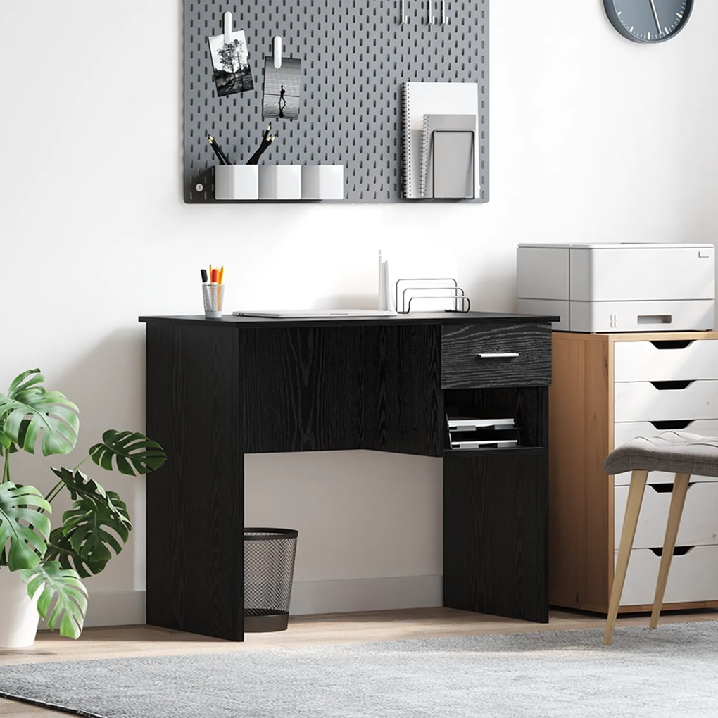 vidaXL mesa com armazenamento Carvalho Preto 90x49.5x75 cm Madeira de engenharia