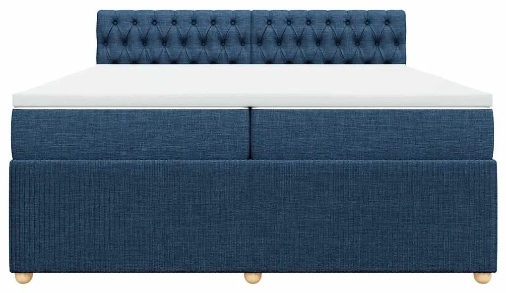 Cama com molas/colchão 200x200 cm tecido azul